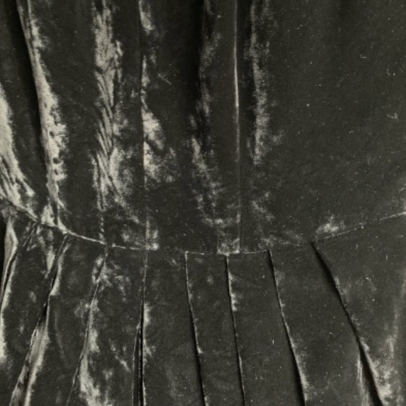 Vintage 50s Black Crushed Velvet Wiggle Dress M - Picture 4 of 5